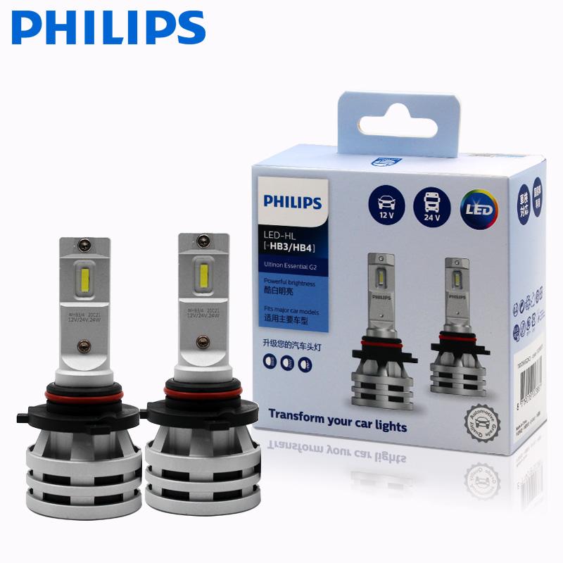 Светодиодные автомобильные фары и противотуманные фары Philips Ultinon Essential G2 H1 H4 H7 H8 H11 H16 HB3 HB4 H1R2 9003 9005 9006 9012 6500K (2 шт.)