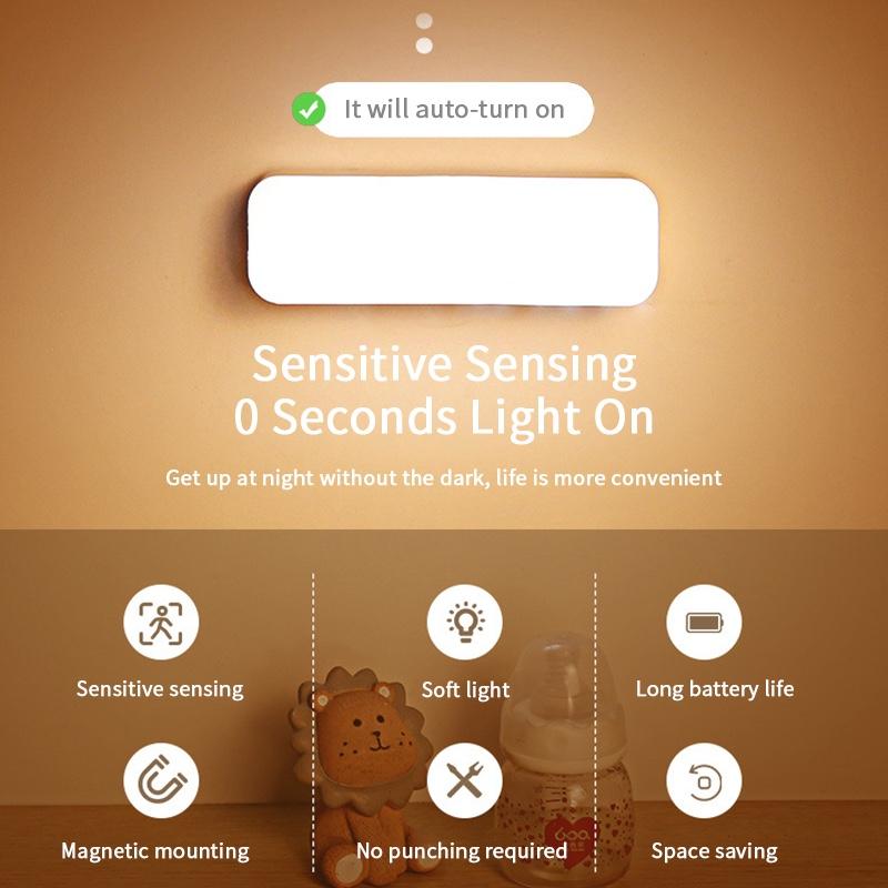 3W LED PIR Motion Sensor Light Wireless USB Rechargeable Magnetic LED Night Light Lamp For Staircase Aisle Wardrobe Baby Care Bedroom Light