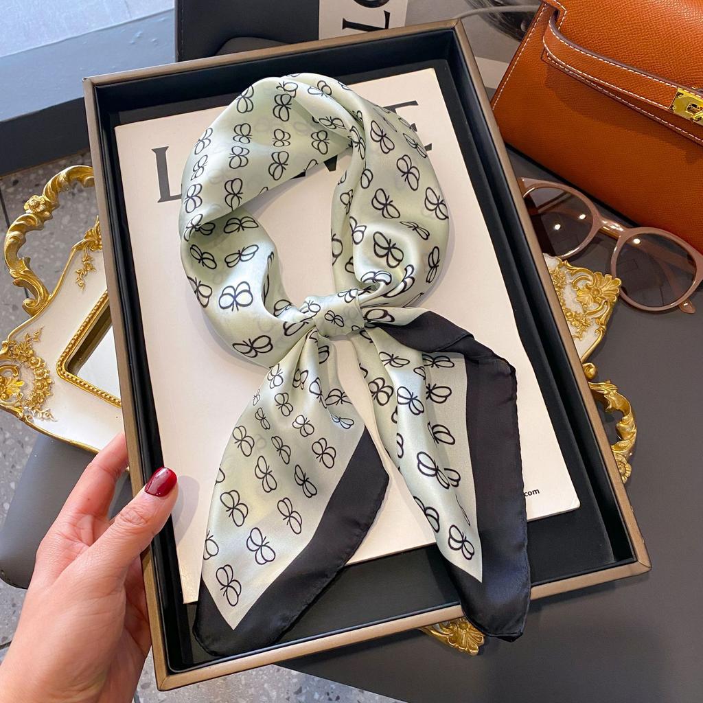 Small Silk Scarf Women'S Versatile High-End Decorative Square Scarf Professional Small Scarf Simulation Silk Korean Version Streamer Bag