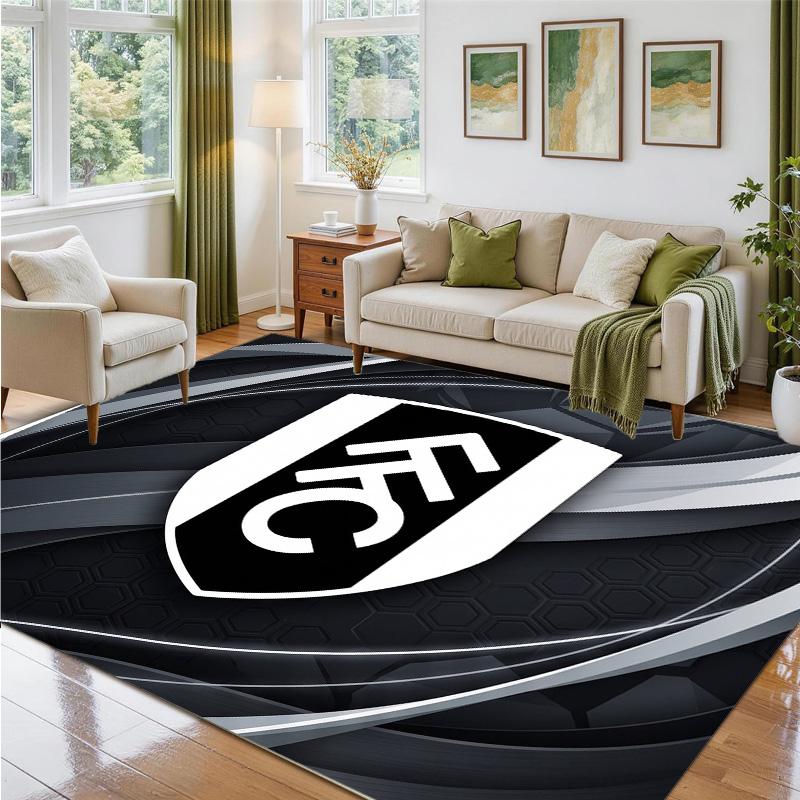 Fulham Football Design Crystal Velvet Rug Soft Decorative Mat for Bedroom Entrance