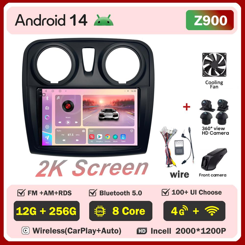 Autoradio Android 16 pour Renault Logan 2 Sandero 2 2012 - 2019, GPS, Navigation, Radio, Écran, Pas de lecteur DVD 2DIN, WiFi, Caméra embarquée