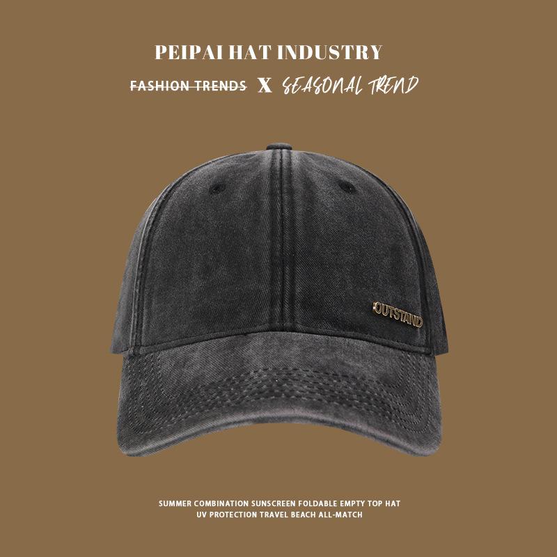 Baseball cap women's spring and summer new large face small visor wide brim cap men