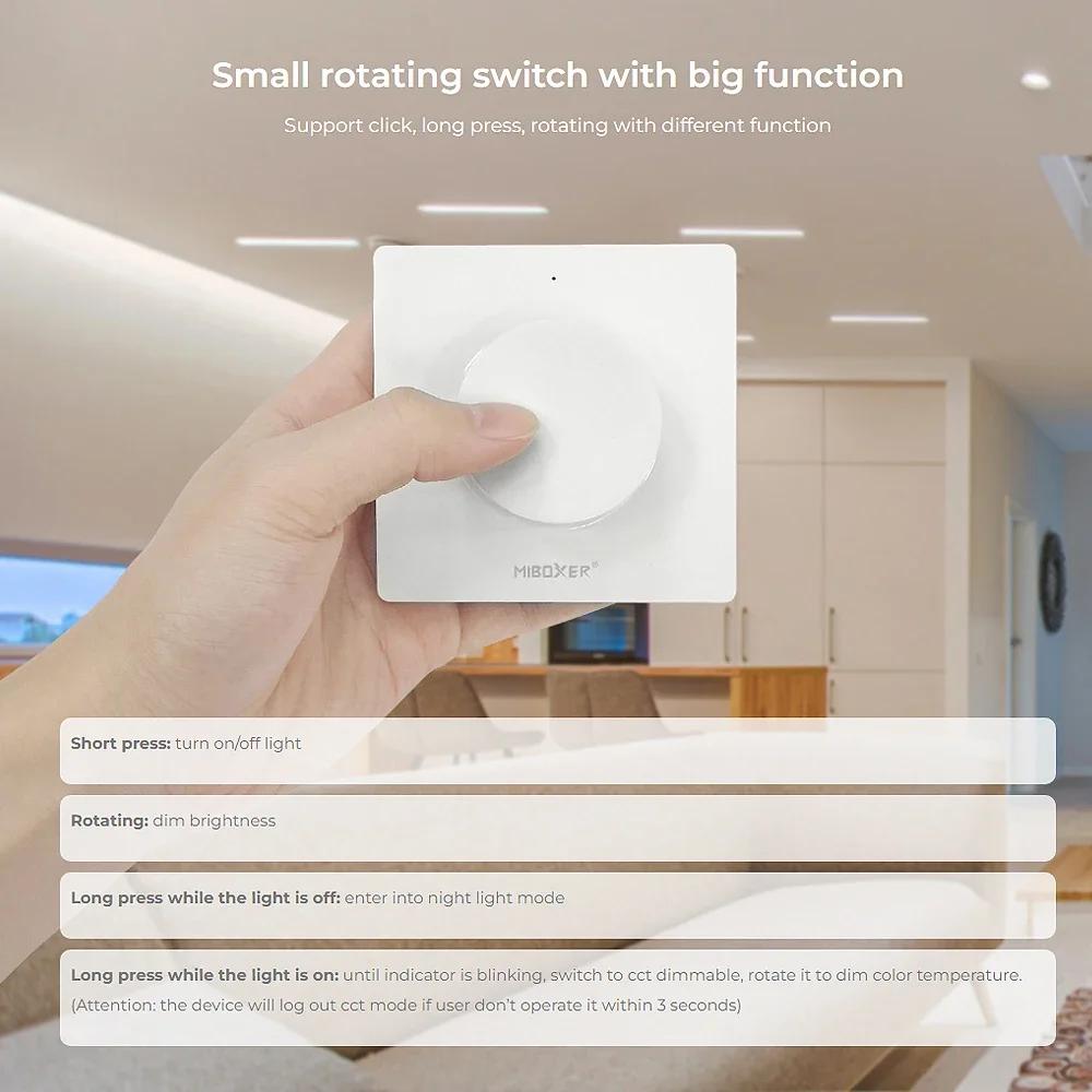 Miboxer K1 Пульт-панель с поворотным переключателем, Wi-Fi диммер с регулировкой яркости и цветовой температуры, 2.4G, белый/черный, пульт 3В