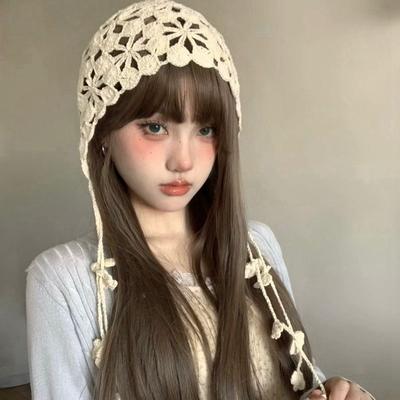 Вязаная крючком шапка с кисточками ручной работы, дышащая, с ажурным узором, этническая хлопковая нить, повязка на голову для девочки, шляпа в богемном стиле