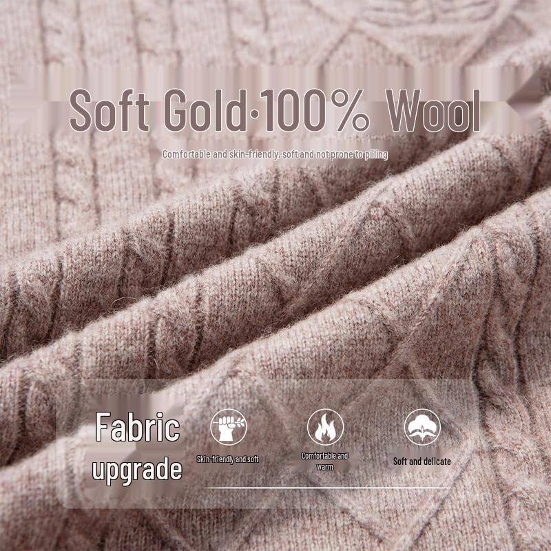 Hodo Men's 100% Lambswool Mock Neck Pullover Sweater