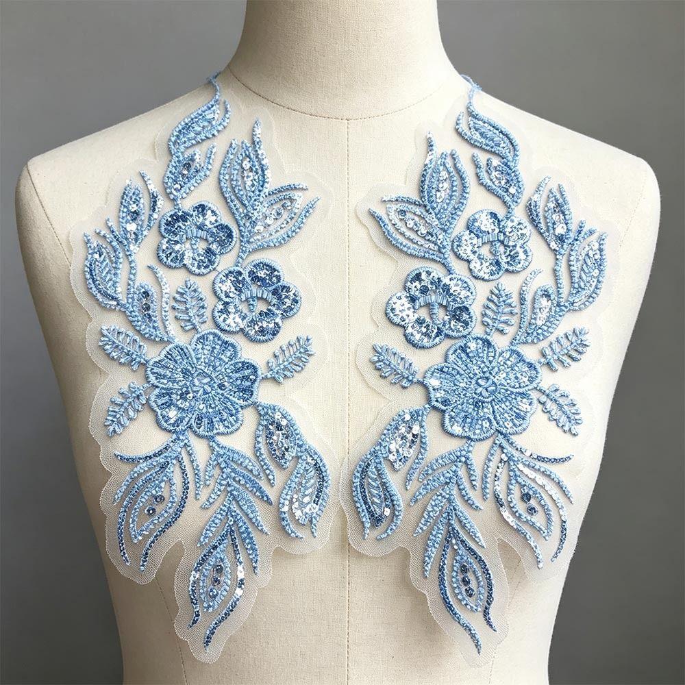 Sequined National Style Lace Floral Embroidery Hanfu Lace Accessories Costume Material