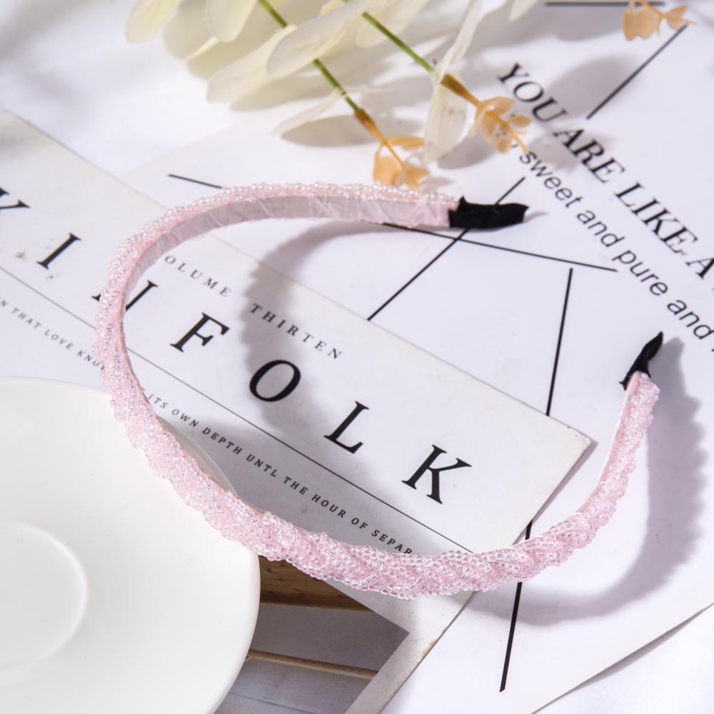 Ретро-резинка для волос ручной работы с бусинами, эластичная женская повязка на голову, аксессуары для волос, металлические хрустальные повязки на голову, обручи для волос для девочек, головные уборы