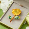 Temperament Trendy Flash Zircon Sunflower Brooch Ladies' Wedding Party Daily Clothing Accessories For Women Jewelry Gift