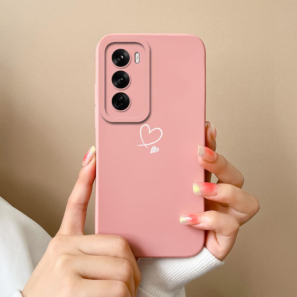 Чехлы Сердце Любви Для Телефона Oppo Reno 12 Pro Чехол Для Oppo Reno12 5G Жидкий Силикон Защитная Крышка Камеры Для Reno 12Pro Funda