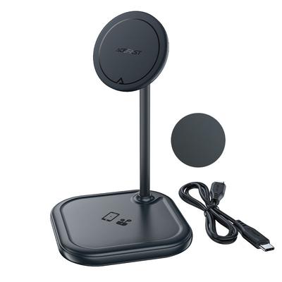 2-в-1 15 Вт Беспроводное зарядное устройство и подставка Qi для iPhone и Apple AirPods E6 Черный