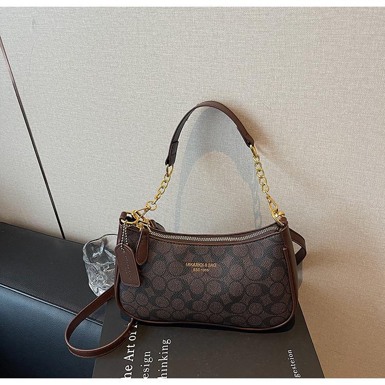 Shoulder Bag, Crossbody Bag, Armpit Bag, Retro Autumn and Winter New Small Bag, Women's Popular Versatile Printed Foreign Style Handbag