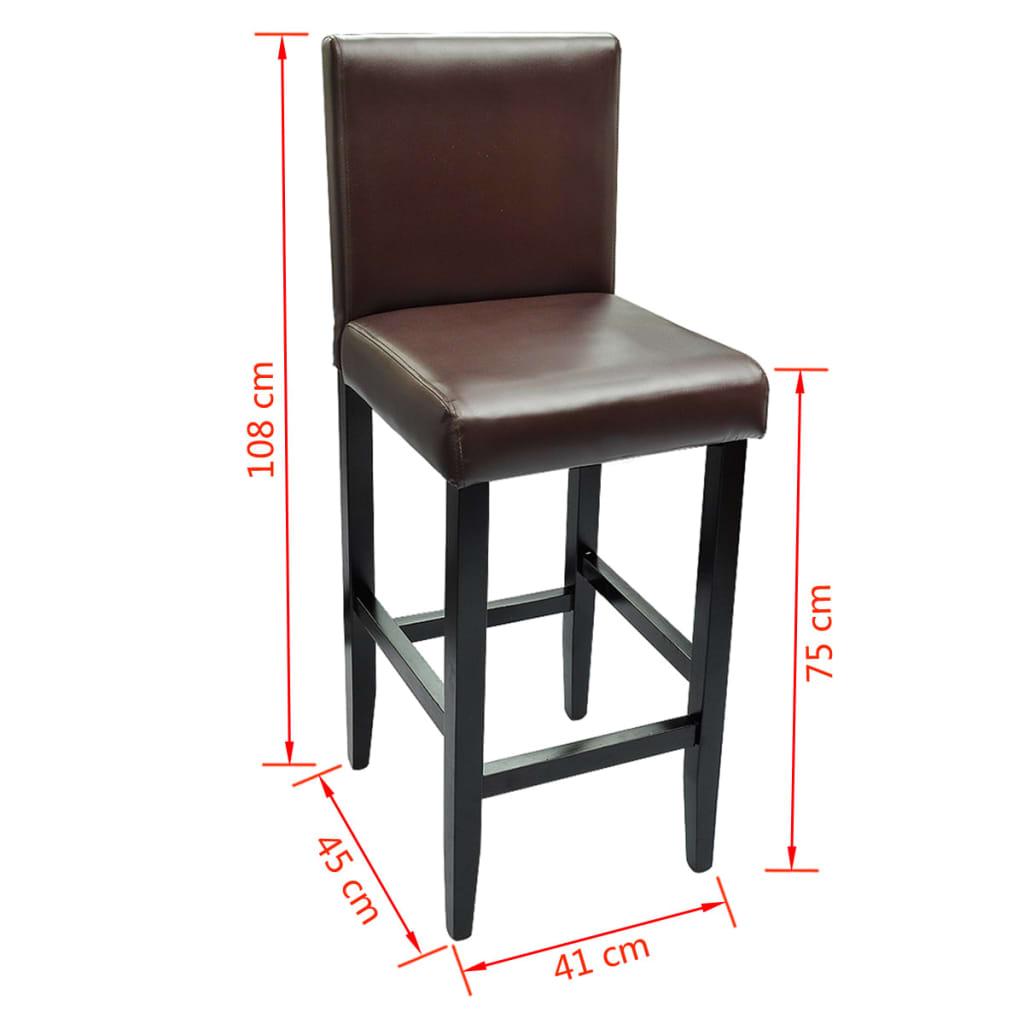 Bar Stool Set 2 pcs Dark Brown Faux Leather