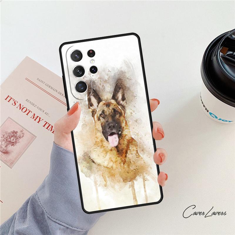 Мультяшный чехол для телефона с изображением немецкой овчарки Для Samsung Galaxy S24 S25 S23 S22 Ultra Note 10 20 Plus S20 S21 FE Чехол