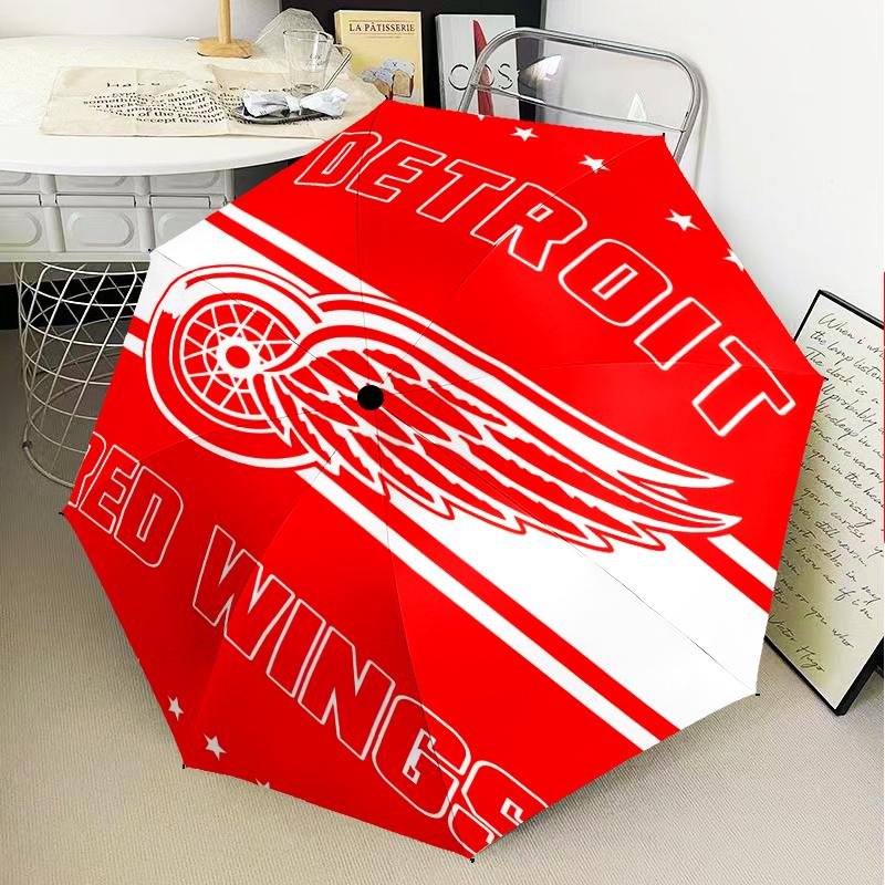 Зонт-трость Detroit Red Wings Складной зонт, автоматический зонт 8 спиц для путешествий, кемпинга Подарок на Хэллоуин, Рождество