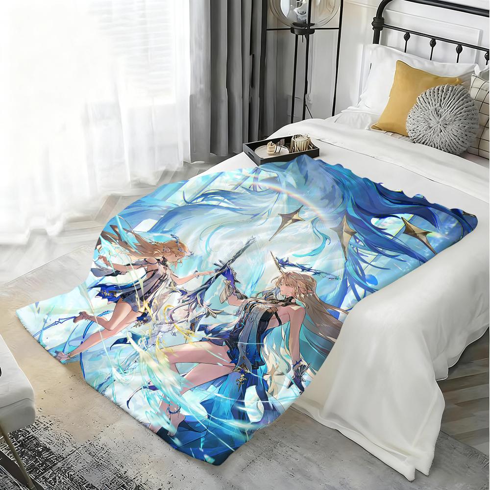 Game W-Wuthering Waves Throw Lightweight 240g Flannel Blanket Soft Skin-friendly for Summer Cooling