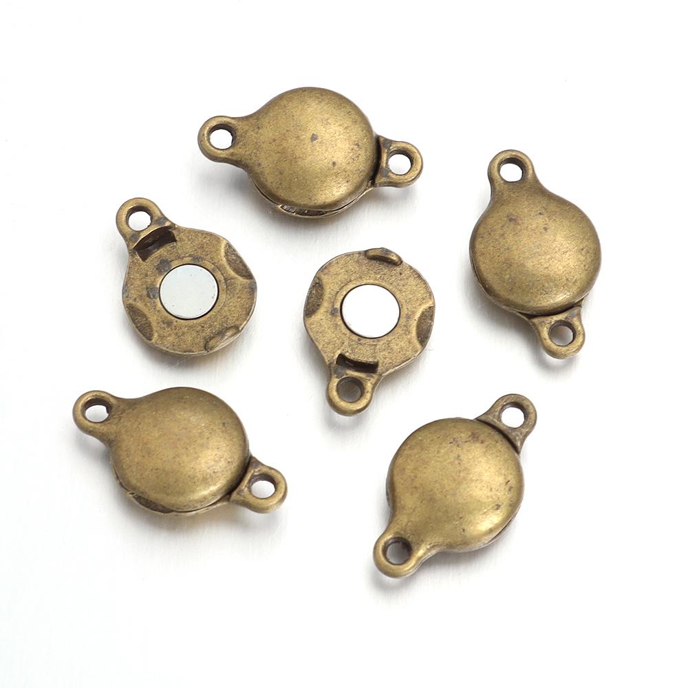 5pcs/lot Alloy Magnetic Buckles Gold Flat Round End Clasps Connectors For DIY Craft Bracelet Necklace Jewelry Making Accessories