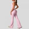 Womens High-Waisted Flared Leggings With Built-in Bra Top Set Yoga Activewear Gym Running Dance