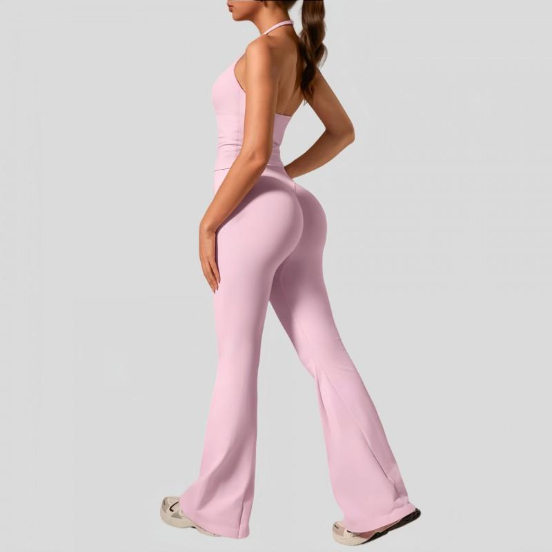 Womens High-Waisted Flared Leggings With Built-in Bra Top Set Yoga Activewear Gym Running Dance