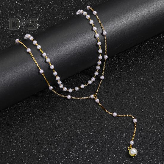 Золотое ожерелье из искусственного жемчуга для женщин, двухслойный чокер-цепочка из искусственного жемчуга, для подарков на день рождения, свадьбу, годовщину