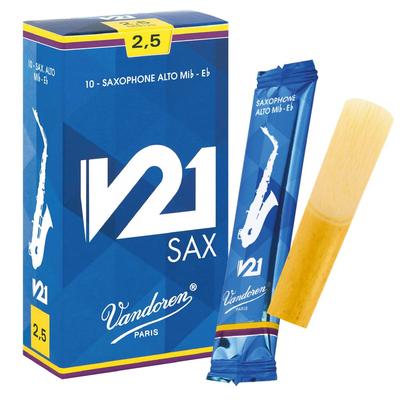 Трость для саксофона альт Vandoren V21, жесткость 2-1/2 (10 кусочков)