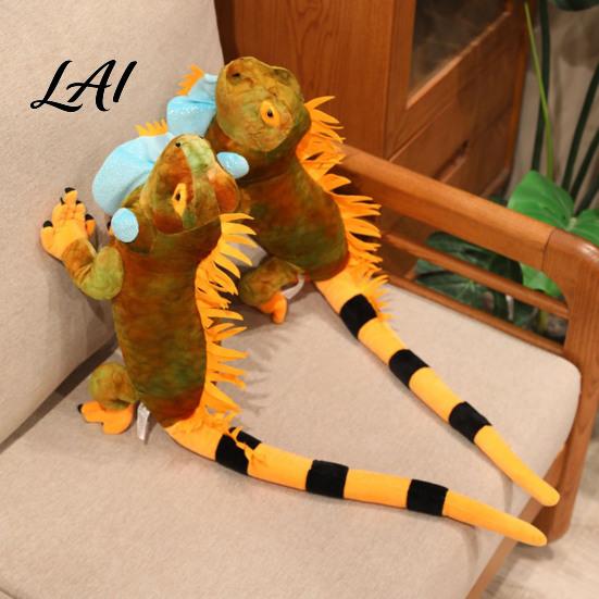 Realistic Reptile Plushie Iguana Plush Toy 80cm Lifelike Lizard Stuffed Animal with Soft Toy Fur Long Tail Decor Novelty Desk Ornament Collectible