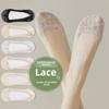 5 пар женских летних кружевных носков из чистого хлопка, впитывающих пот, невидимых, нескользящих