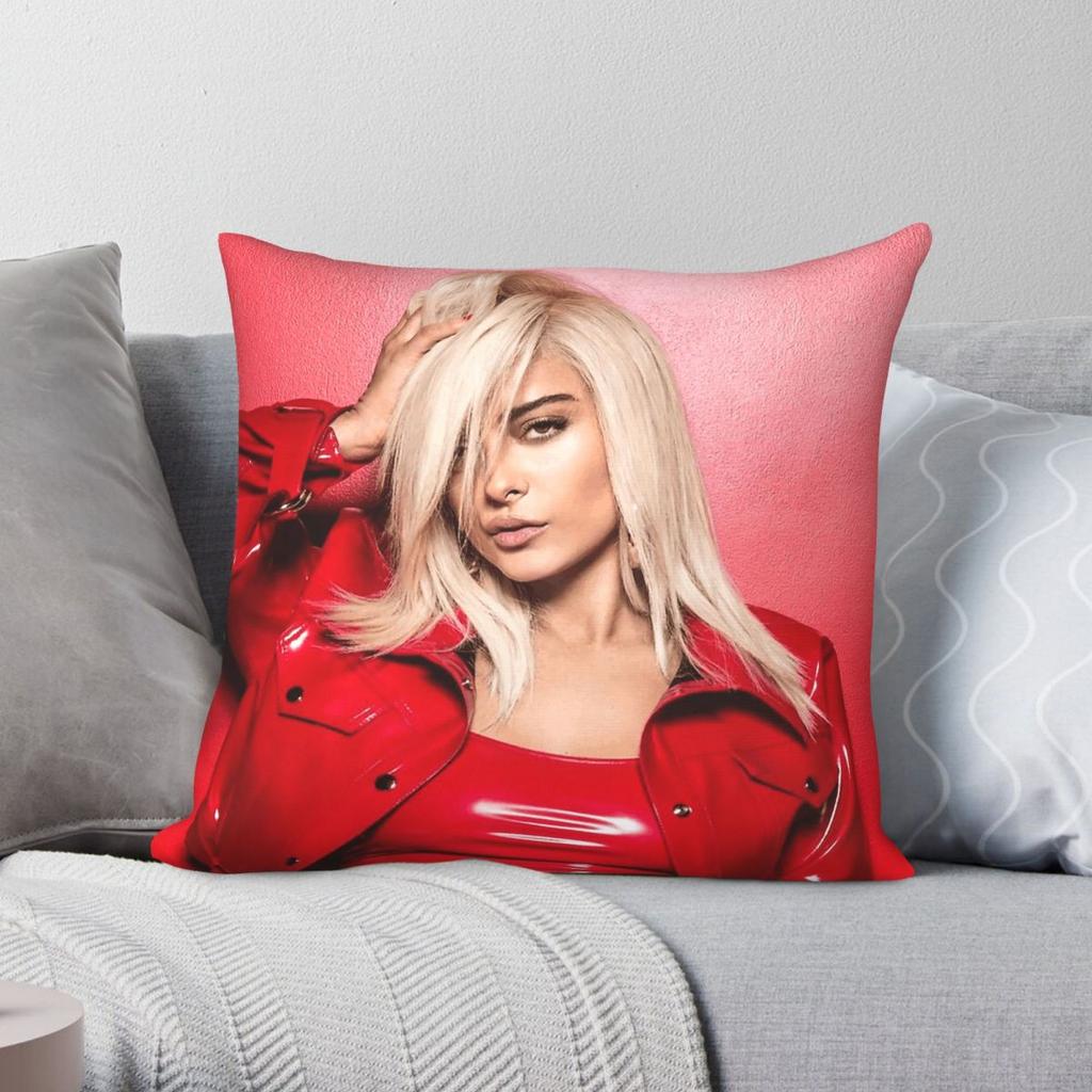 Bebe Rexha Red Leather Jacket Square Pillowcase Polyester Linen Velvet Creative Zip Decorative Throw Pillow Case Home Cover