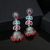 Jhumka Earrings with Red Pearls