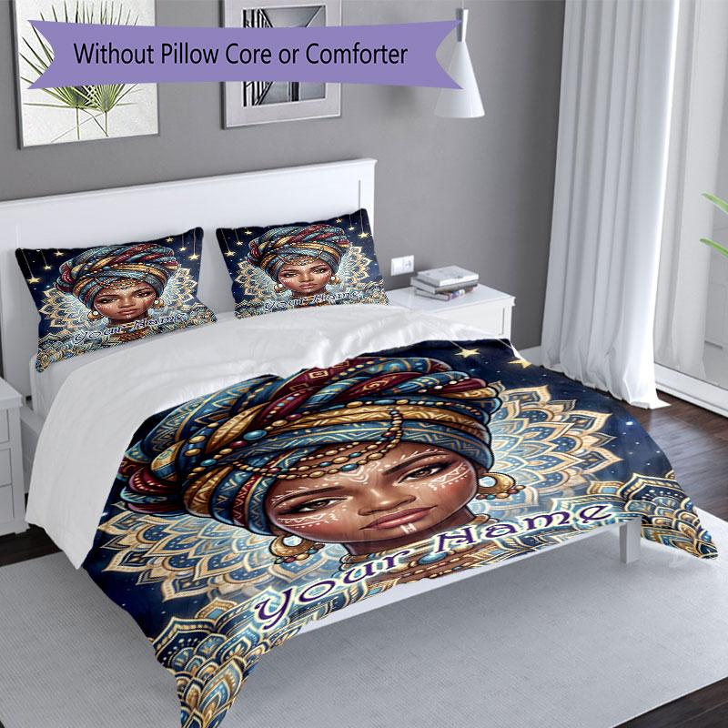 3pcs Custom Name Ethereal Beauty Stars Bedding Set Printed Bedding Set Duvet Cover Closure Includes 1 Duvet Cover & 2 Pillowcases Bedroom Decor