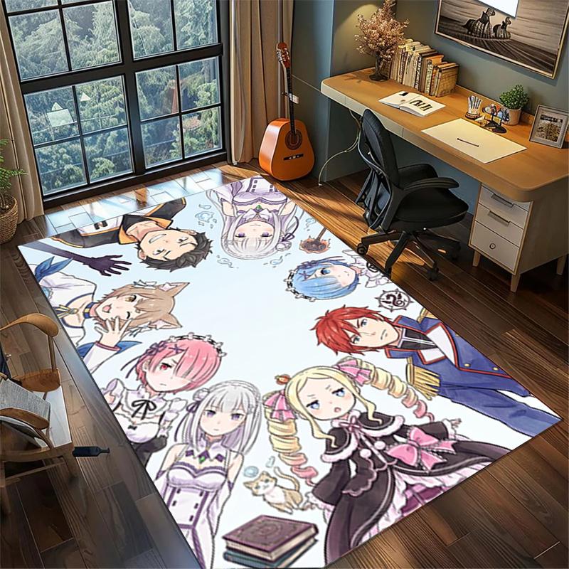 "ReZero" Floor Mat Rug Non Slip Washable Large Area Carpet Home Bedroom Decor—kwq82