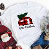 Merry Christmas Plaid Tree Printed T Shirt Fashion Graphic Women Top Tshirt Female Kawaii Tee Ladies