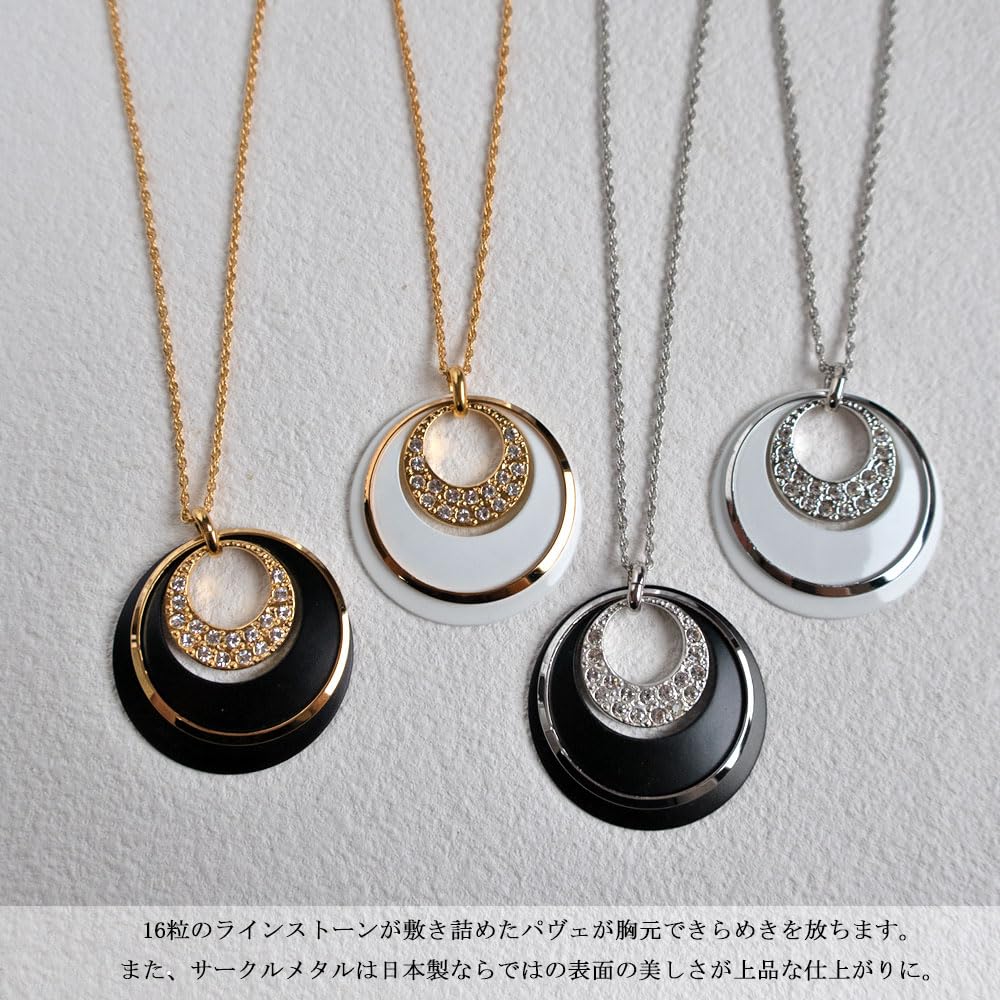 [MELODY] [Melody Accessories] Сделано в Японии Три Открытых Луны Длинный Кулон (ОП-128) Длинное ожерелье Тип А Золотой цвет x Черный