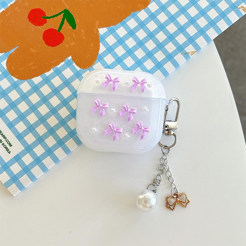 Чехол-сердечко с жемчугом для наушников Apple Airpods 4, Bluetooth, Защитный чехол Airpods Pro, Подвеска-сердечко