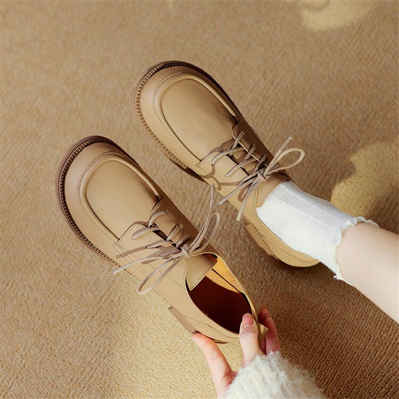 Мода 2024 Новая весна Натуральная кожа Женская обувь Круглый носок Женские туфли-лодочки Женская обувь Низкий каблук Лоферы Женская обувь Zapatos De Mujer