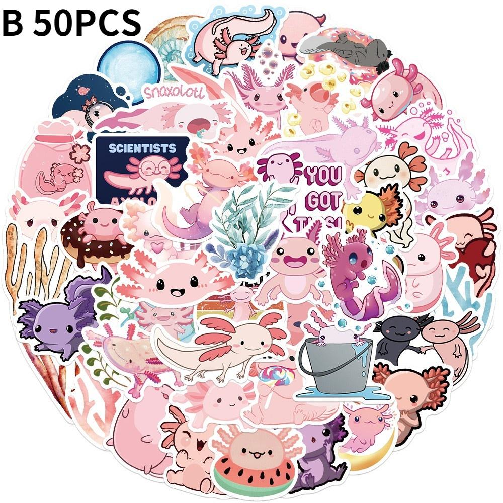 2Style10/50Pcs Axolotl Graffiti Stickers Cartoon Ambystoma Mexicanum Decals Kids Toy DIY Suitcase Scrapbook Phone Laptop Car Stickers