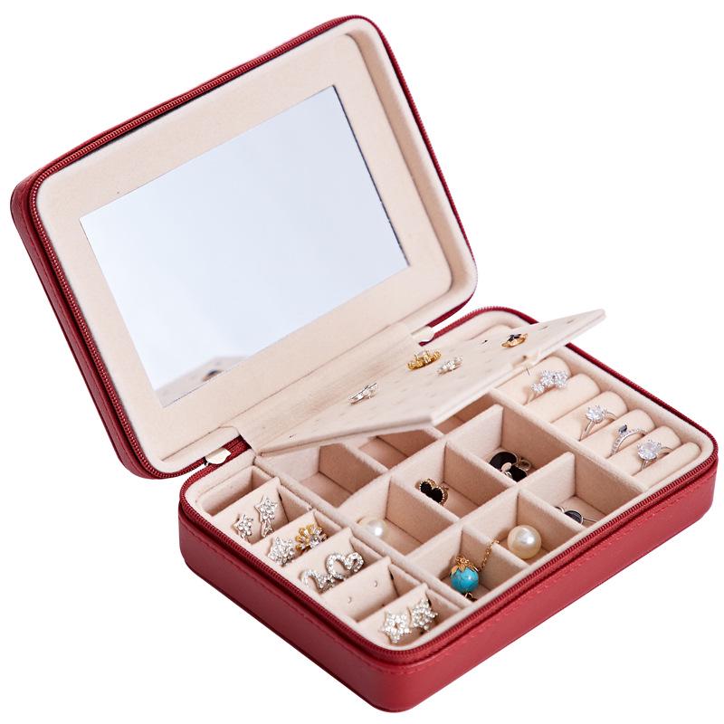 Portable Jewelry Storage Box with Mirror Inside, Earrings, Stud Rings, Hand Jewelry Storage Traveling Box, Gift for Mother`s Day and Christmas