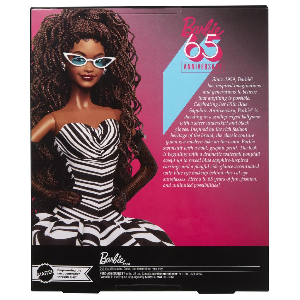 barbie 65th Anniversary Кукла брюнетка одевается фирменная ЧЕРНАЯ Кукла Барби одевается кукла кукла от 6 лет и старше черная кукла HRM59/дом