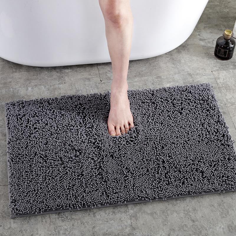 Chenille Door Mat, Water Absorbent Bathroom Floor Mat, Non-Slip Bathtub Shower Rug for Entryway
