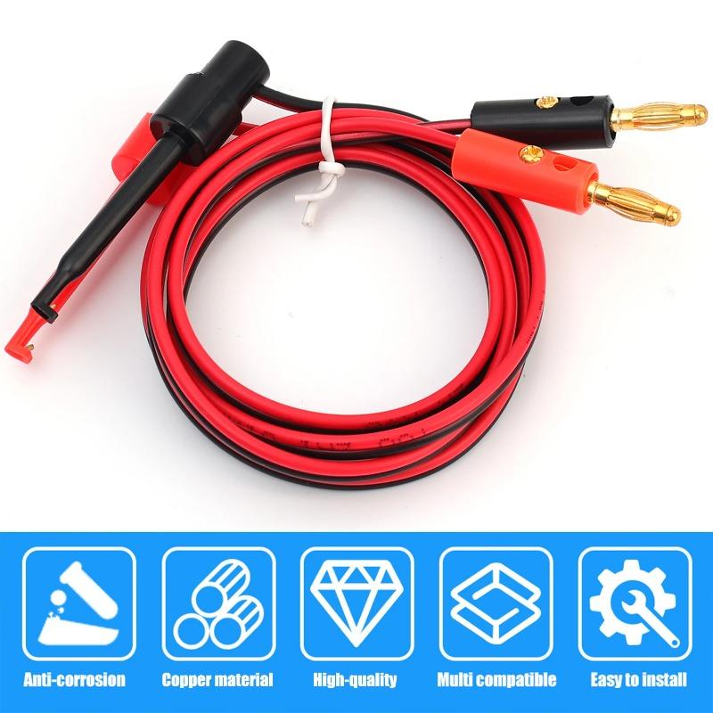 1/2 шт. Для мультиметра Измерительные провода Проводной разъем Красный Черный Банан 1 м 4 мм Штекер-банан на Электрический зажим-крючок Измерительный кабель Позолоченный
