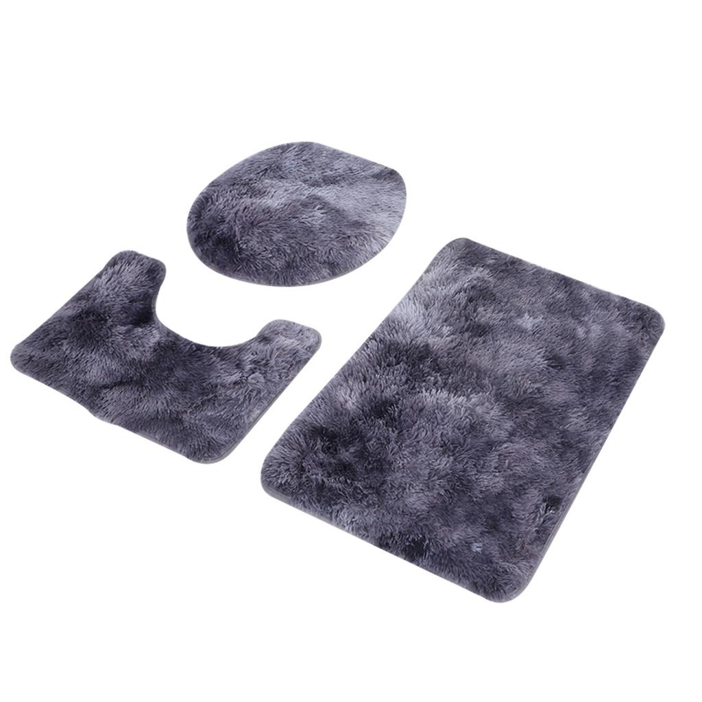 Комплект из 3 ковриков для ванной комнаты, мягкий нескользящий коврик для крышки унитаза, контурный коврик для украшения дома, фиолетовый