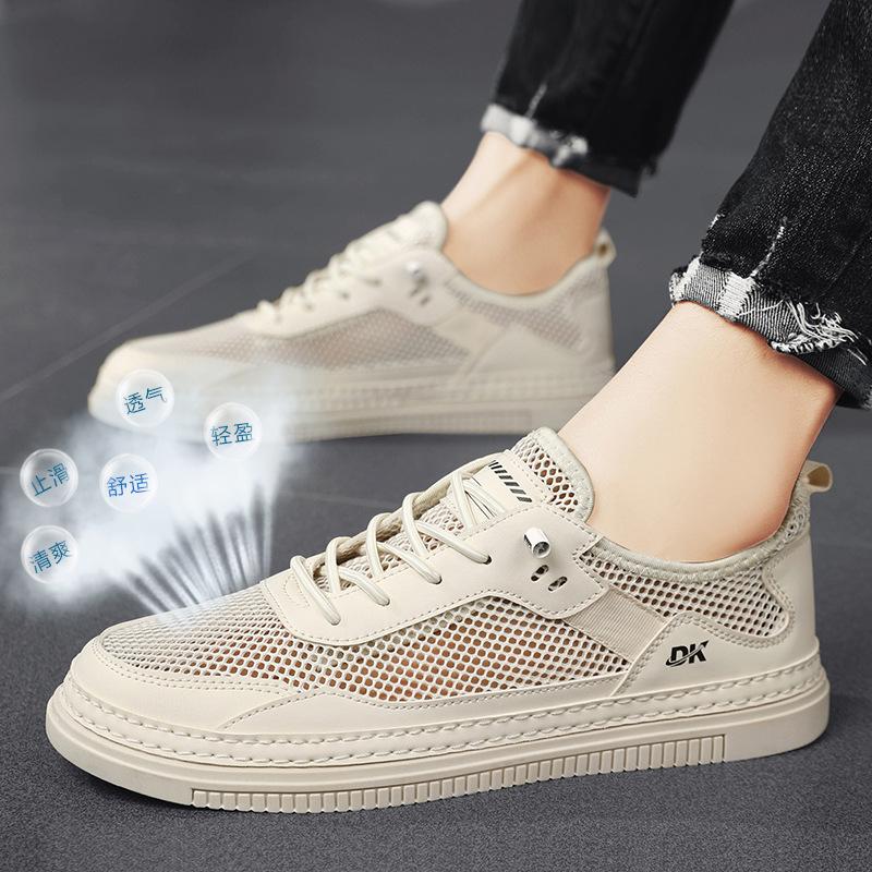 Модные летние мужские дышащие сетчатые туфли на плоской подошве, модные кроссовки для бега на мягкой подошве, мужские повседневные удобные открытые спортивные туфли