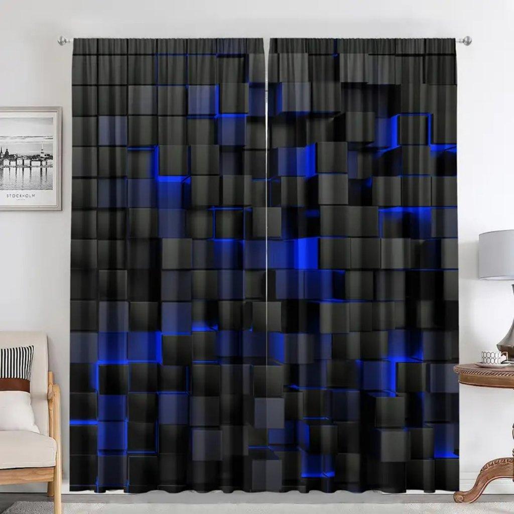 2pcs Plaid Pattern Curtains, Decorative Window Drapes, Window Treatments For Bedroom Living Room, Home Decor