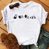 Cute Panda With Sunglasses Graphic Women T-Shirt Minimalist Black Line Animal Print Short Sleeve Casual Streetwear Tee
