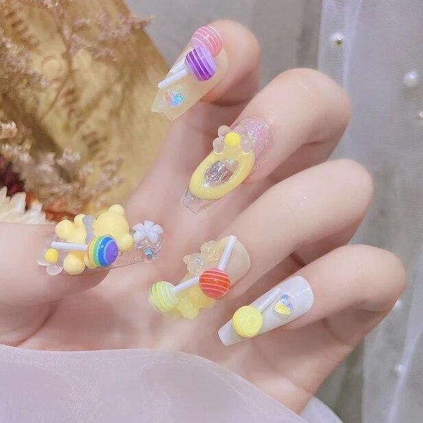 10 шт./пакет, подвеска в форме леденца для дизайна ногтей 6*12 мм, милый дизайн, 3D украшения, шпильки, ювелирные изделия, маникюр, аксессуары для дизайна ногтей, сделай сам