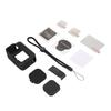 Action Camera Silicone Sleeve Case Tempered Glass Film Lens Cover Charging Side Cover Set Black