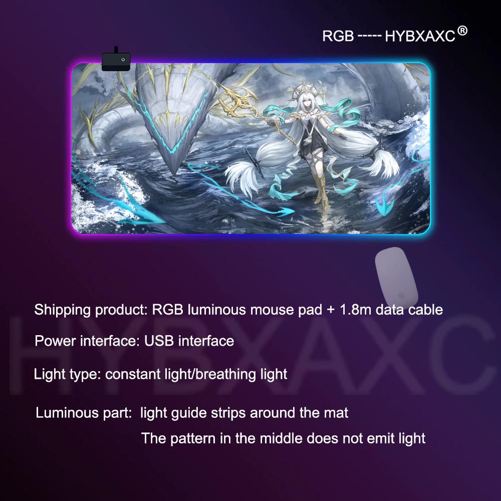 Arknights Амия Чен Нянь Даск Лин Скади Техас Большой Коврик для Мыши RGB Игровой Коврик для Мыши Стол Геймер Большой Светодиодный Свет XXL Коврик для Мыши