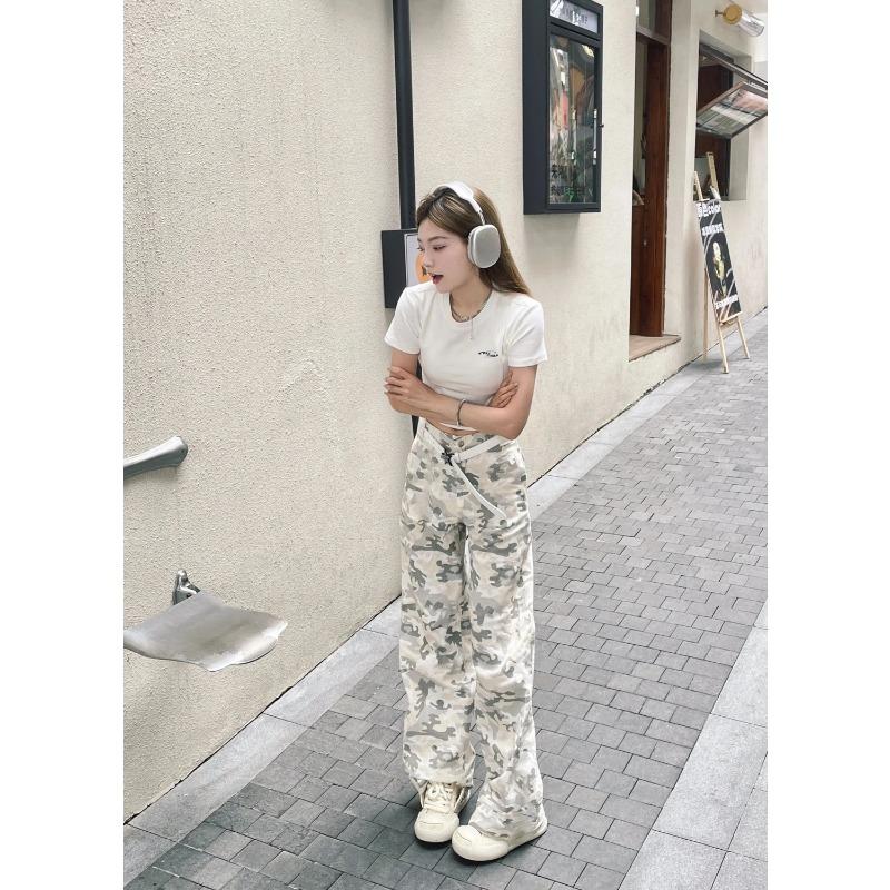 Винтажные мешковатые брюки Y2k, женские камуфляжные уличные брюки большого размера в стиле хип-хоп, свободные брюки, корейская мода, повседневная Америка, ретро