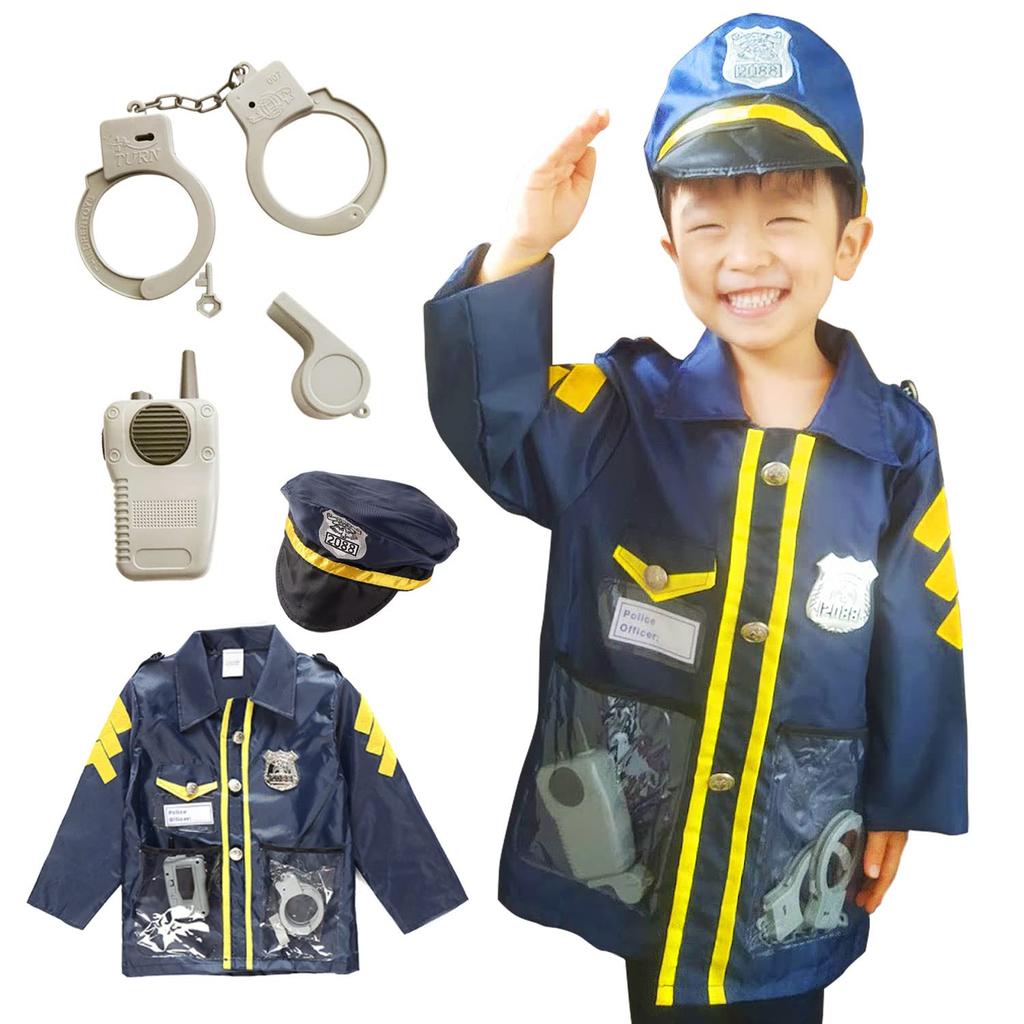 Police Police Halloween Police Set Police Car Police Kids Free Birthday Gift [MIHI] Cosplay, Children's Day, Kids, Officer, Costume, 5-Piece +