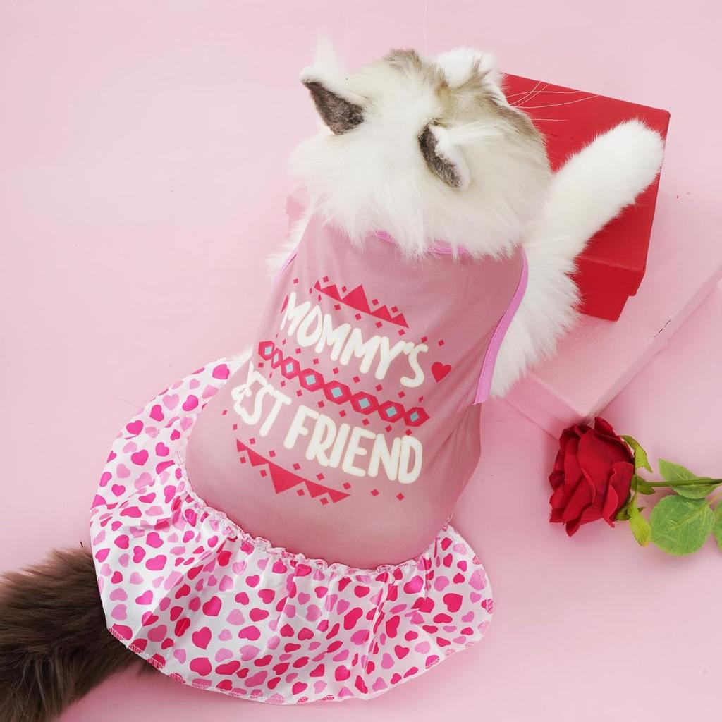 4 Pack Adorable Girl Puppy Printed Doggy Clothes for Small Dogs - Girl Holiday Apparel Dresses(M)