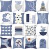 Nordic Blue and Purple Abstract Geometric Pillowcase Peach Leather Velvet Printed Home Fabric Sofa Pillow Cushion Cover